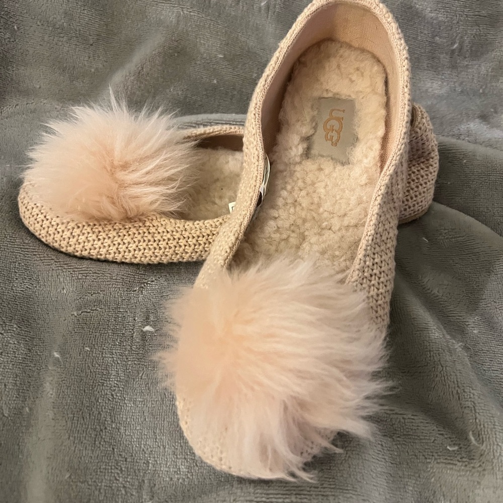 UGG Women's Blush Knit Pom-Pom Slip-Ons